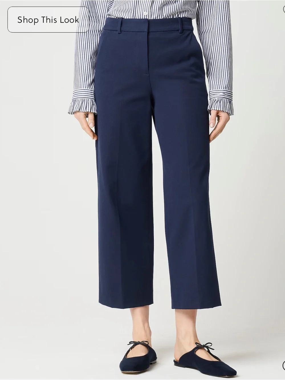 J. Crew Remy Navy Wide-Leg Cropped Pants
